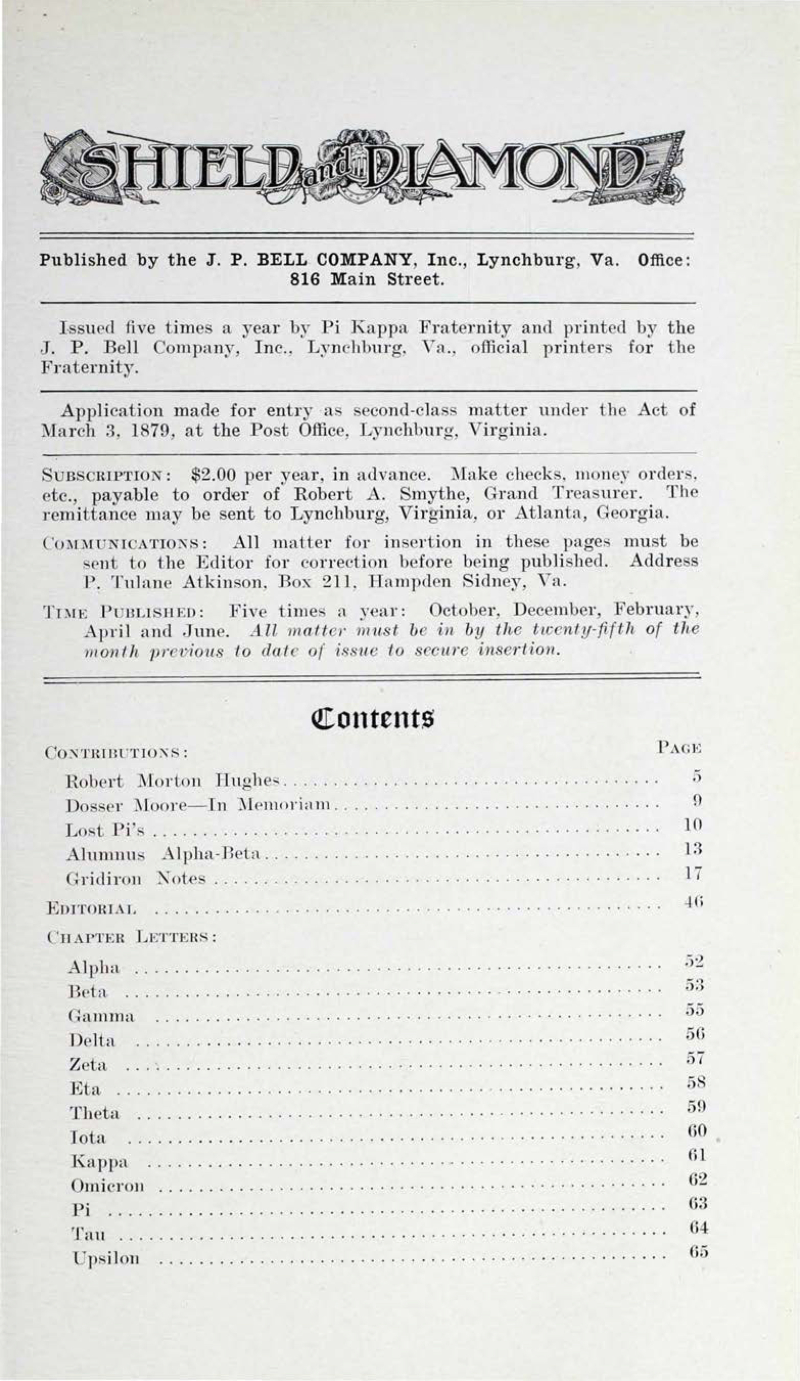 Shield and Diamond, Vol. 23, No. 3, February 1914